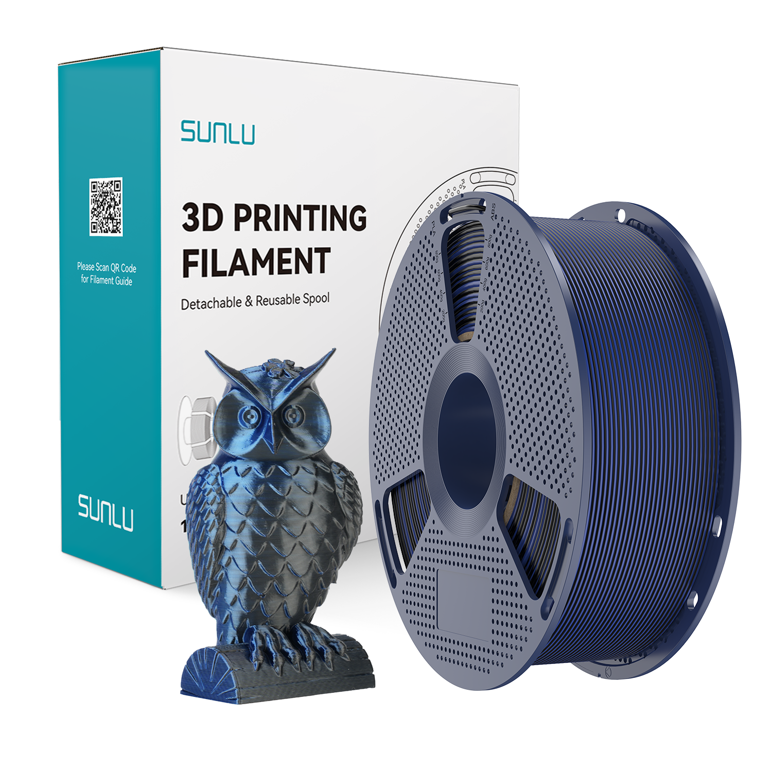 Filament SUNLU 1,75mm 1kg SILK PLA+ Dual Color Black Blue